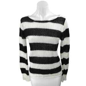 Brandy Melville Colette Black White Stripe Wool Mohair Pullover Sweater Top Sz S
